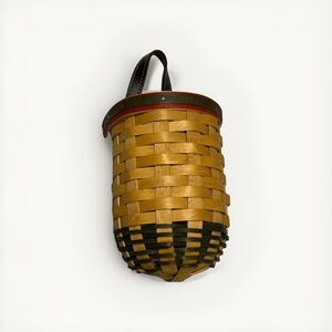 2002 Longaberger Santa's Helper Round Basket w/Protector 4.25"RD x 6.25"H